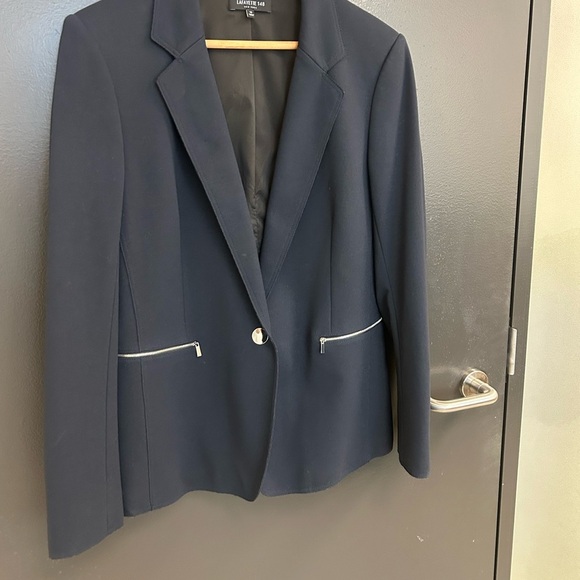 Lafayette 148 size 12 EUC New York Blue Tailored Blazer - Picture 3 of 13